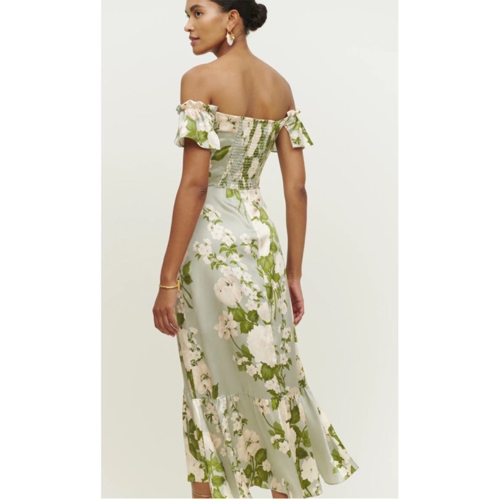 Reformation Sianna Silk Dress in the Tarragon floral print - Picture 5 of 13